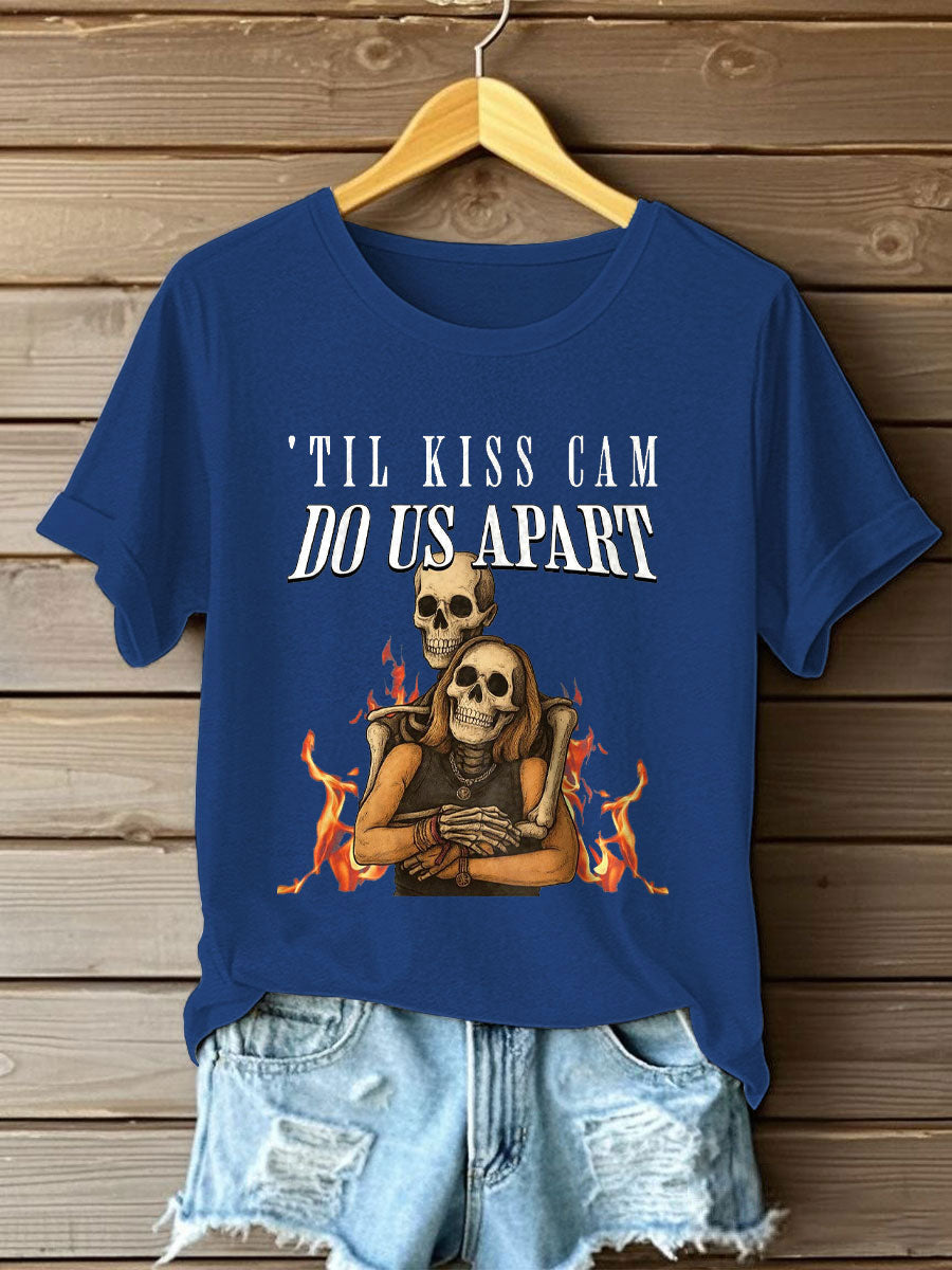 Women's Funny Halloween Kiss Cam Printed T-Shirt