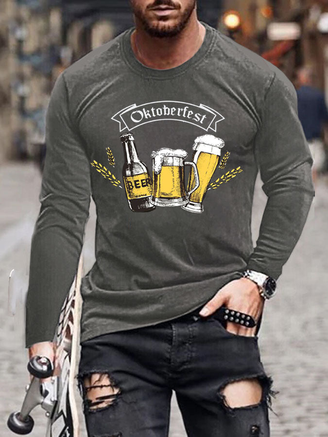 Men's CrewGerman Oktoberfest In Munich Printed Long Sleeve T-Shirt