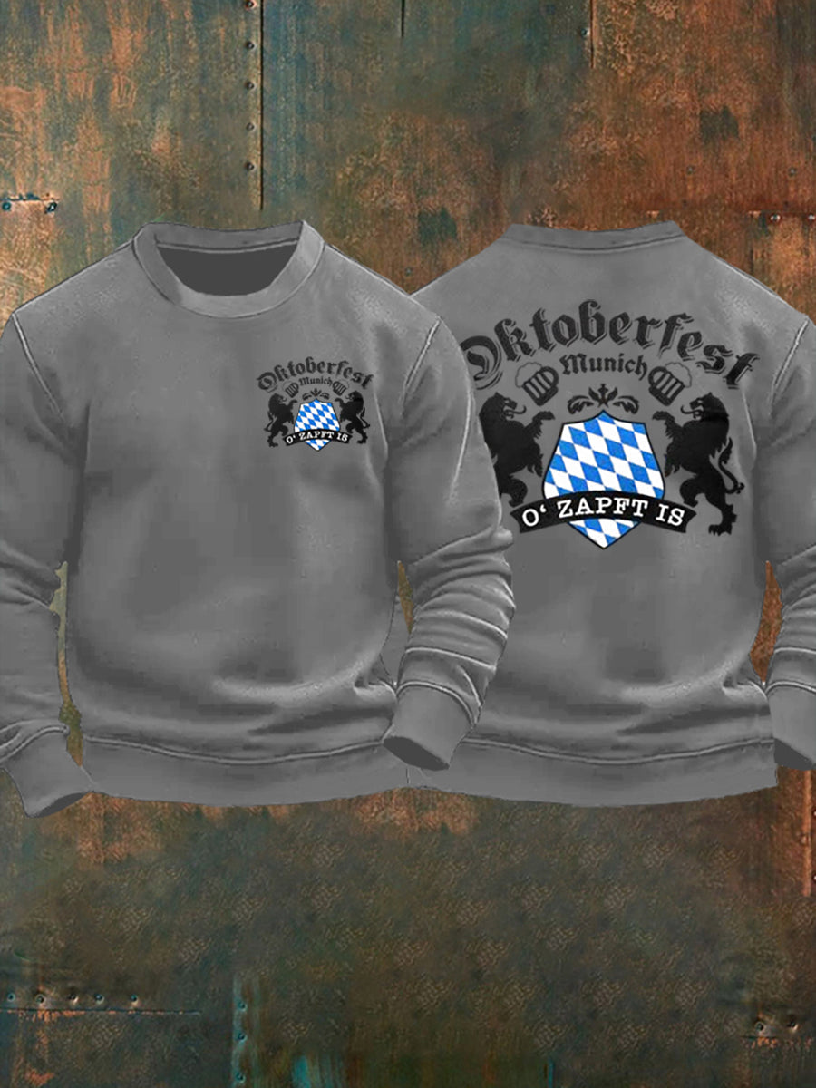 Men's Oktoberfest O'zapft Is Printed Long Sleeve Sweatshirt