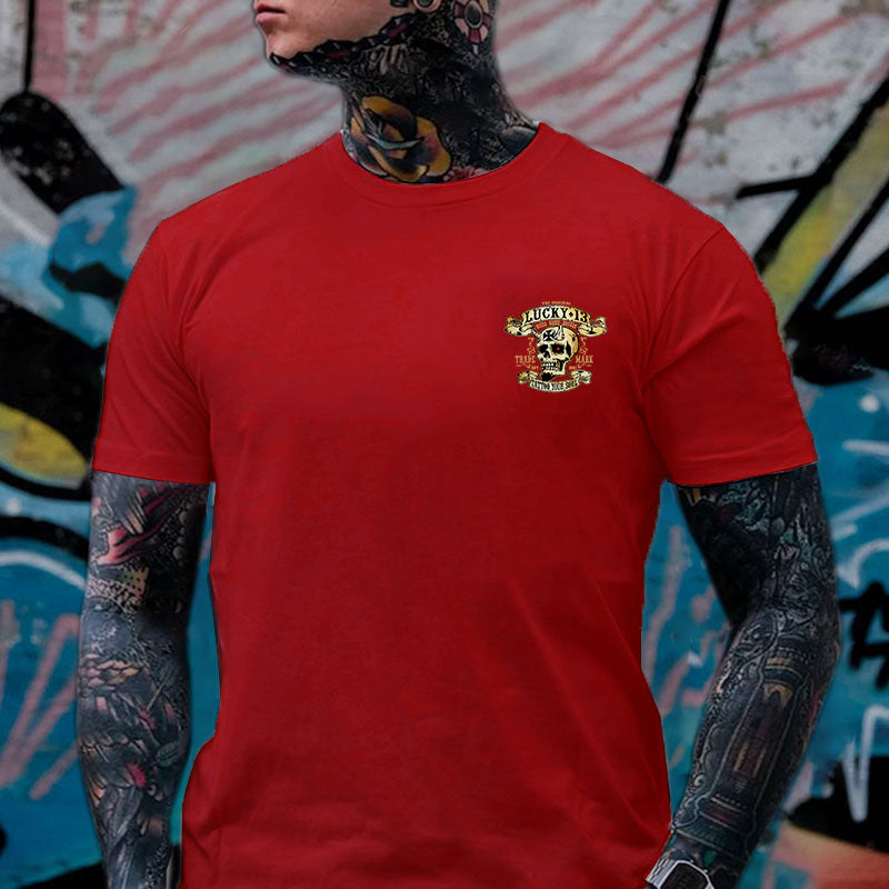 LUCKY THIRTEEN Skull Black Print T-shirt