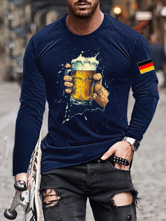 Men's CrewGerman Oktoberfest In Munich Printed Long Sleeve T-Shirt