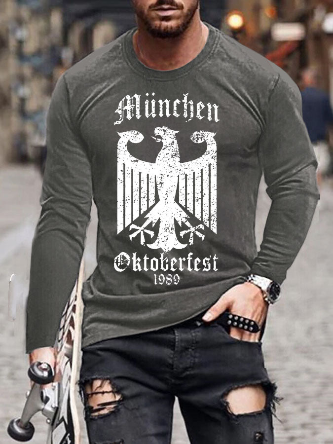 Men's CrewGerman Oktoberfest In Munich Printed Long Sleeve T-Shirt