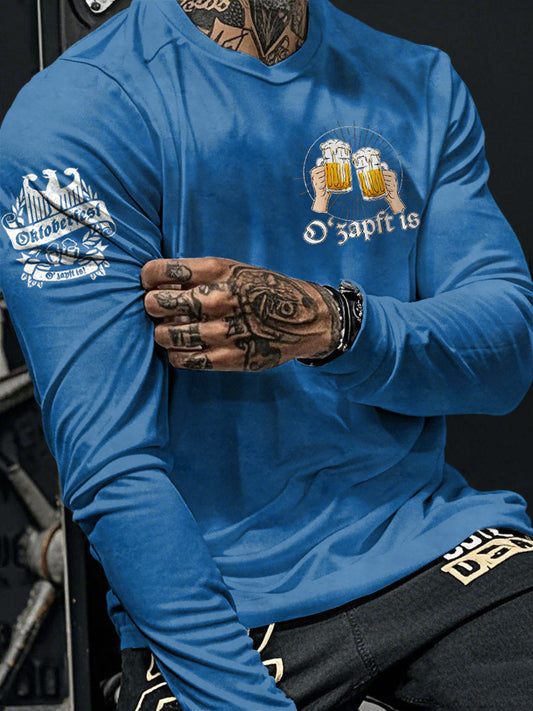 Men's Oktoberfest O'zapft Is Printed Long Sleeve T-Shirt