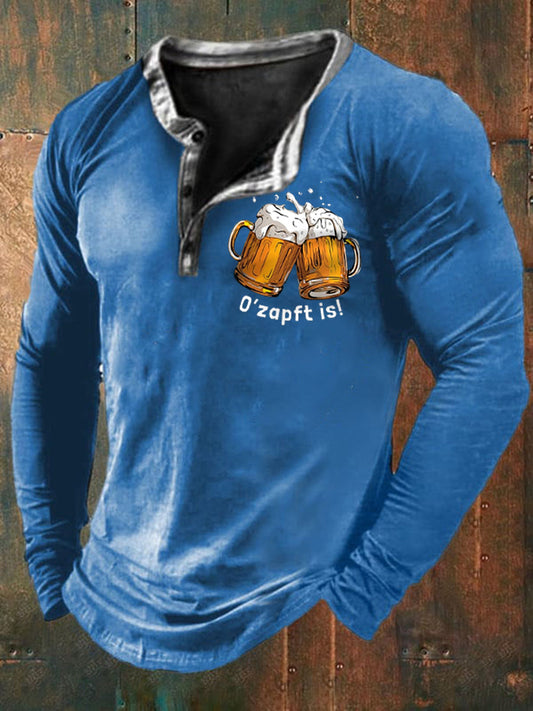 Men's Oktoberfest O'zapft Is Printed Long Sleeve T-Shirt