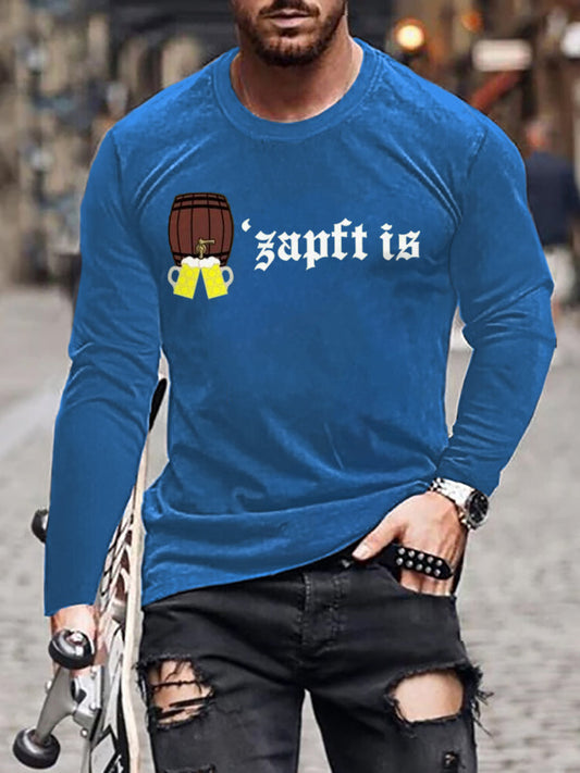 Men's Oktoberfest O'zapft Is Printed Long Sleeve T-Shirt